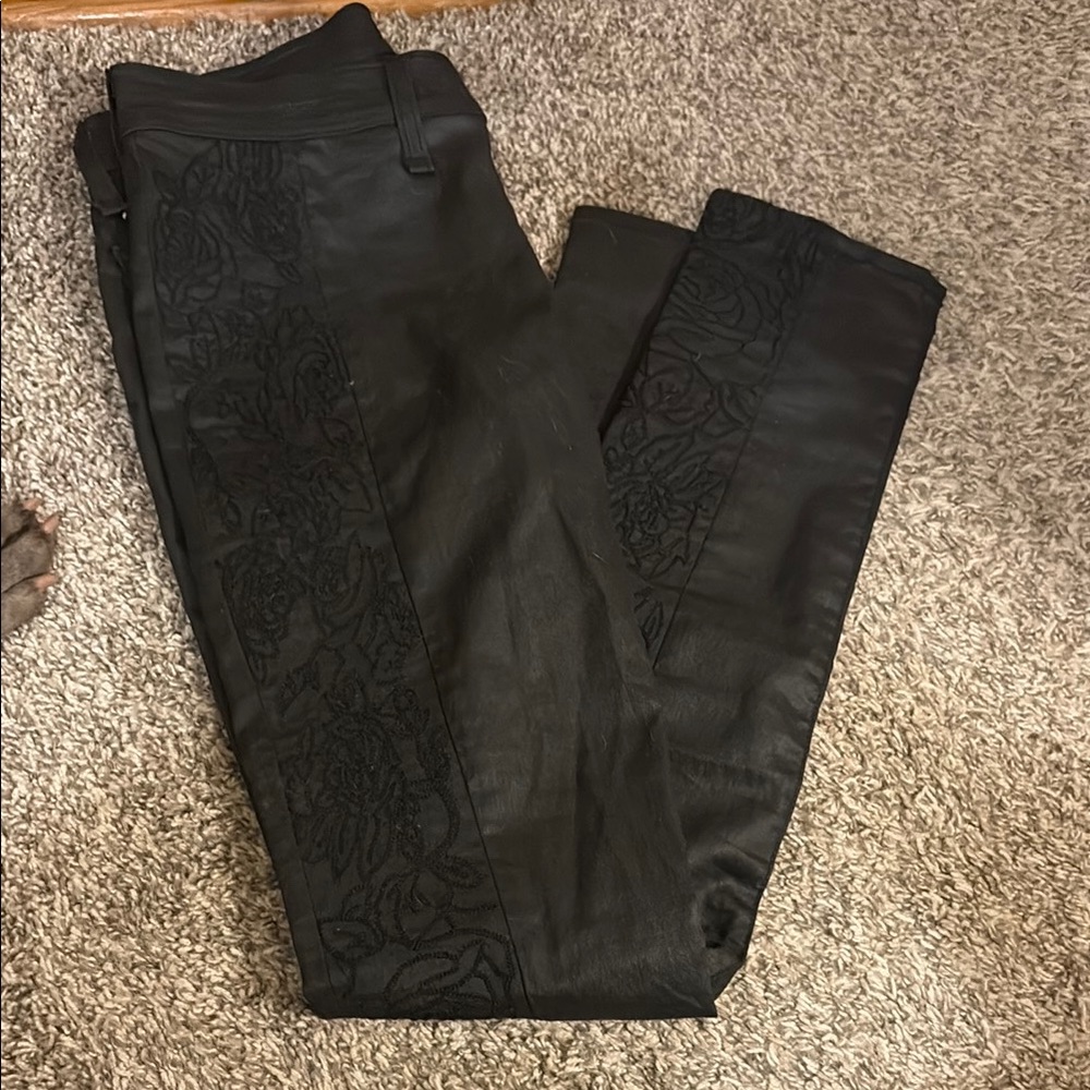 Rag and Bone Black Jeans with Floral Detail